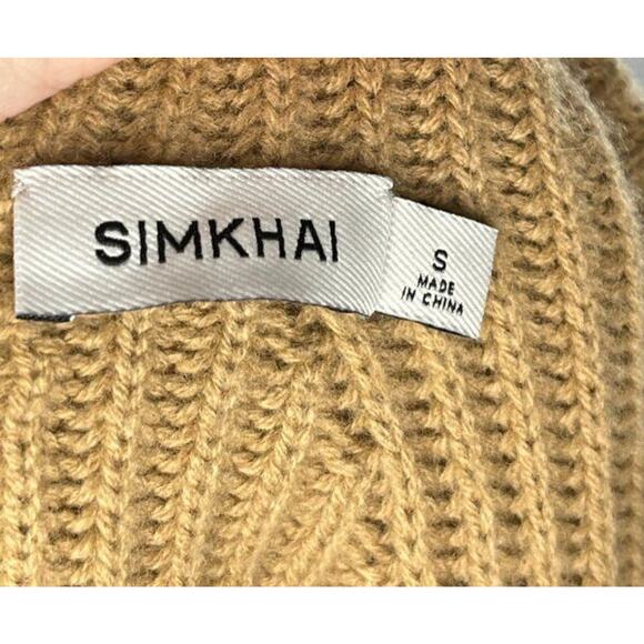 SIMKHAI Jonathan Sz S Small Black Tan Stripe Wool Cashmere Pullover Sweater Adri - Picture 3 of 10